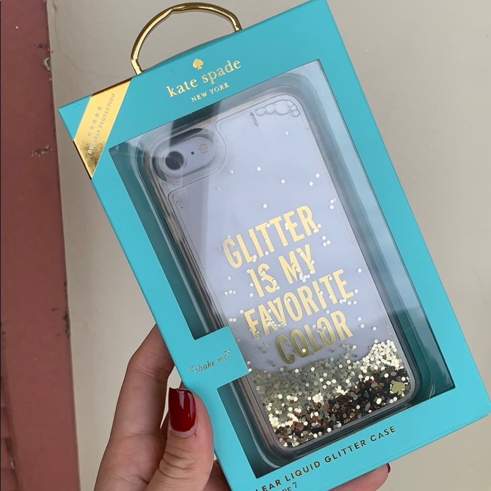 Kate Spade Gold Clear Liquid Glitter iPhone Case
